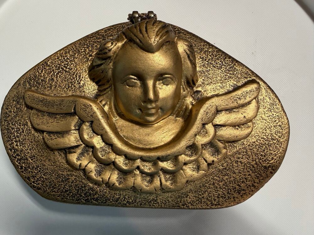 Timmy Woods Beverly Hills Gold Cherub Angel Collector Shoulder Bag Sculptural